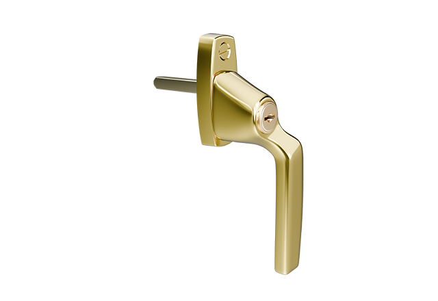 AH804 raamkruk Polished Brass Lacquered rechtshandig
